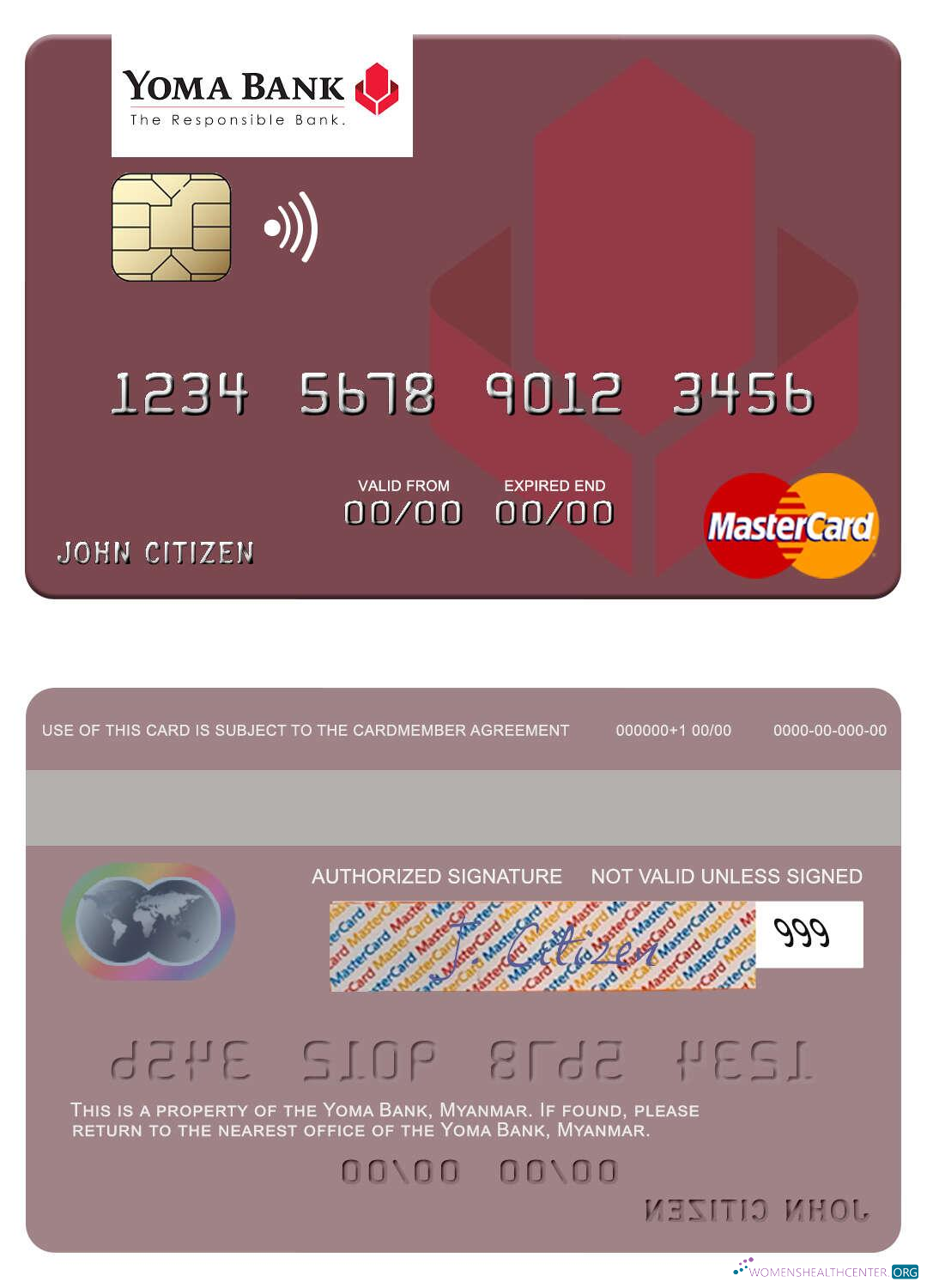Download Myanmar Yoma Bank mastercard Photoshop template